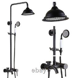 Black Finish Brass Wall Rain Bathroom Rainfall Shower Set Tub Mixer Tap 2rs348