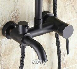 Black Finish Brass Wall Rain Bathroom Rainfall Shower Set Tub Mixer Tap 2rs348