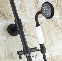Black Finish Brass Wall Rain Bathroom Rainfall Shower Set Tub Mixer Tap 2rs348
