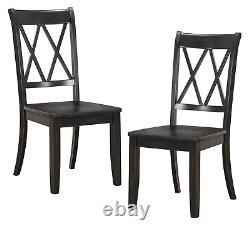 Black Finish Chairs Set of 4, Dining Kitchen Breakfast Wooden Furniture Armless