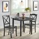 Black Finish Country Cottage Style Drop Leaf 3-piece Dining Set Table And Chairs