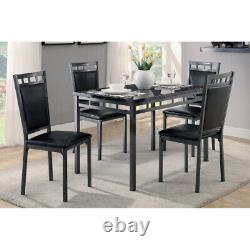 Black Finish Dinette 5Pc Set Counter Height Dining Table Upholstered High Chairs