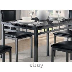 Black Finish Dinette 5Pc Set Counter Height Dining Table Upholstered High Chairs