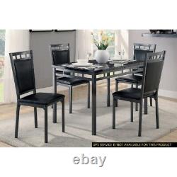 Black Finish Dinette 5Pc Set Counter Height Dining Table Upholstered High Chairs