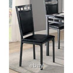 Black Finish Dinette 5Pc Set Counter Height Dining Table Upholstered High Chairs