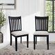 Black Finish Set Of 2 Wooden Dining Room Chairs With Cushion Seats