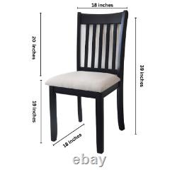 Black Finish Set of 2 Wooden Dining Room Chairs with Cushion Seats