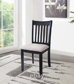 Black Finish Set of 2 Wooden Dining Room Chairs with Cushion Seats