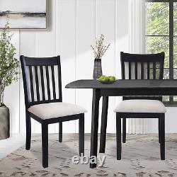 Black Finish Set of 2 Wooden Dining Room Chairs with Cushion Seats