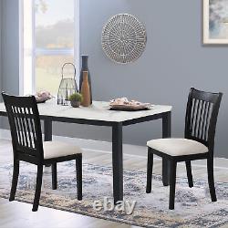 Black Finish Set of 2 Wooden Dining Room Chairs with Cushion Seats