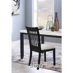 Black Finish Set of 2 Wooden Dining Room Chairs with Cushion Seats