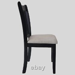 Black Finish Set of 2 Wooden Dining Room Chairs with Cushion Seats