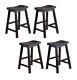 Black Finish Solid Wood Stools 4pc Set Casual Dining 24-inch Height Saddle Seat