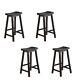 Black Finish Solid Wood Stools 4pc Set Casual Dining 29-inch Height Saddle Seat