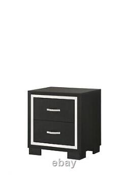 Black Finish Solid Wood Upholstered King Bed Chest Nightstand 3pc Bedroom Set