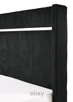 Black Finish Solid Wood Upholstered King Size Panel Bed Wooden 4pc Bedroom Set