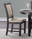 Black Finish Wooden Side Chairs 2pc Set Beige Fabric Upholstered Back N Seat