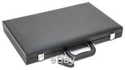 Black & Grey Finish Backgammon Game Set w Leather Case ID 32420