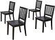 Black Shaker Dining Chairs Set-of-4 Office Home Kitchen Wooden Seat Furniture