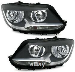 Black chrome finish headlight front light set for VW CADDY 3 2K from 2010