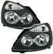 Black Clear Finish H7 H1 Headlight Set For Renault Clio 2 B 01-05