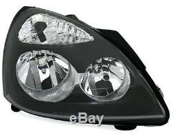 Black clear finish H7 H1 headlight set for RENAULT CLIO 2 B 01-05