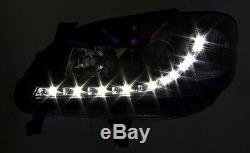 Black clear finish Headlights set with LED Daytime DRL for OPEL ZAFIRA A 99-05