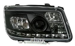 Black clear finish headlight set with LED DRL for VW BORA 1J 98 05