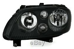 Black clear finish headlight set with fog light for VW TOURAN 1T 03-06 VW CADDY