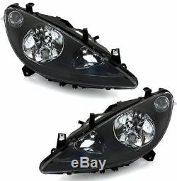 Black clear finish headlights front lights set for PEUGEOT 307 00-05 with fog