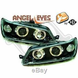 Black color finish angel eyes HALO headlights SET for PEUGEOT 306 97-01