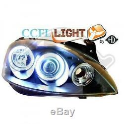 Black finish CCFL angel eyes headlights SET front lights for Opel Corsa C 00-06