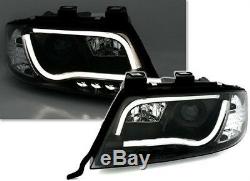Black finish TubeLights headlight set for Audi A6 C5 4B DRL TFL Bar 01-04
