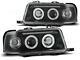 Black Finish Angel Eyes Headlights Set Front Lights For Audi 80 B4 From 91-96