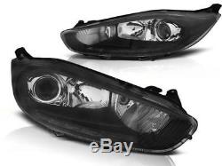 Black finish halogen Headlights Set with lightbar DRL FOR Ford Fiesta MK713-16