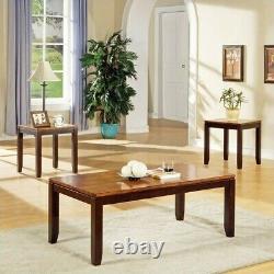 Bowery Hill 3 Piece Cocktail Table Set in Acacia Finish