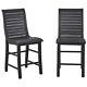 Bowery Hill Set Of 2 Counter Height Chairs In Distressed Black Finish