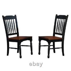 British Isles Slatback Side Chair, Oak-Black Finish (Set of 2)