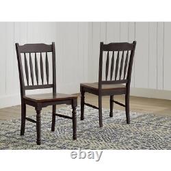 British Isles Slatback Side Chair, Oak-Black Finish (Set of 2)