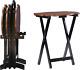 Brown Black Finish 5 Pc Wooden Tv Tray Set With Stand Folding Tables Snack Storage