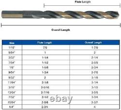 COMOWARE DRILL BIT SET, 1/16 To 1/2 29-Piece Hi-Speed Steel Black-Gold Finish