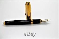 Cartier Louis Fountain Pen Holder Black Lacquer Gold Finish Feather