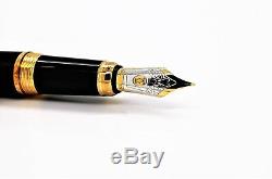 Cartier Louis Fountain Pen Holder Black Lacquer Gold Finish Feather