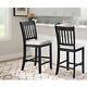 Casual Seating Black Finish Chairs Set Of 2 Rubberwood Transitional Slatted