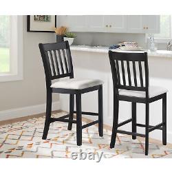 Casual Seating Black Finish Chairs Set of 2 Rubberwood Transitional Slatted