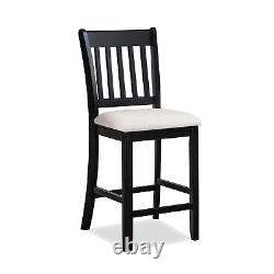 Casual Seating Black Finish Chairs Set of 2 Rubberwood Transitional Slatted