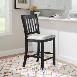 Casual Seating Black Finish Chairs Set of 2 Rubberwood Transitional Slatted