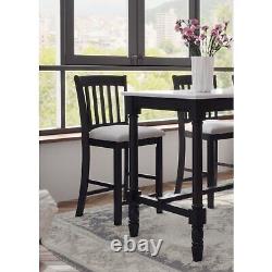 Casual Seating Black Finish Chairs Set of 2 Rubberwood Transitional Slatted