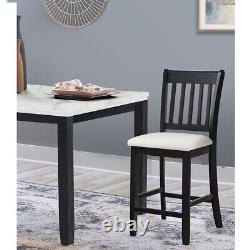 Casual Seating Black Finish Chairs Set of 2 Rubberwood Transitional Slatted