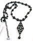 Christian Dior Signed Necklace Black Finish Set With Jet Black Crystals